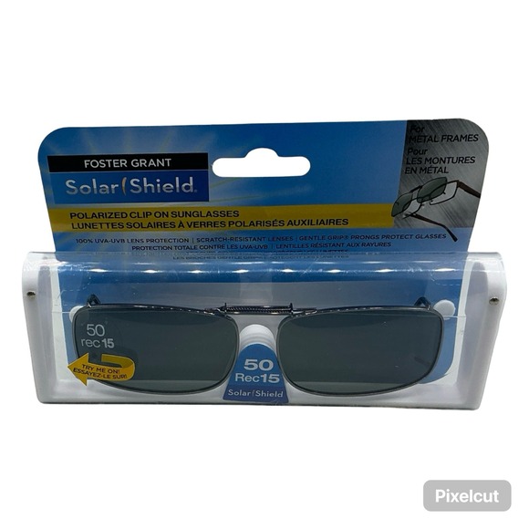 Foster Grant Other - Foster Grant Solar Shield Polarized Clip On Sunglasses 50 Rec 15 Gray Lens NEW